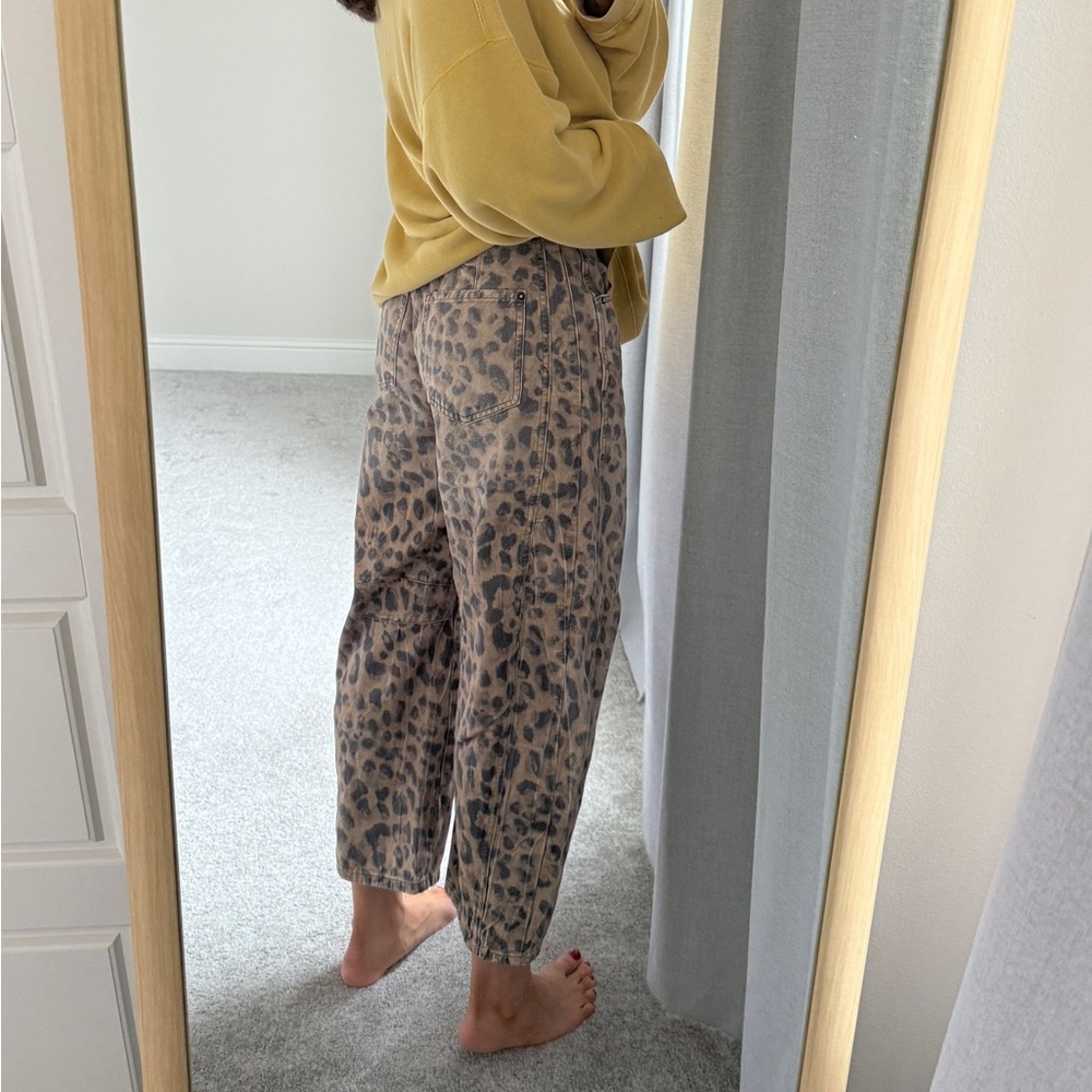 Free People We The Free Good Luck Printed Barrel Jeans
